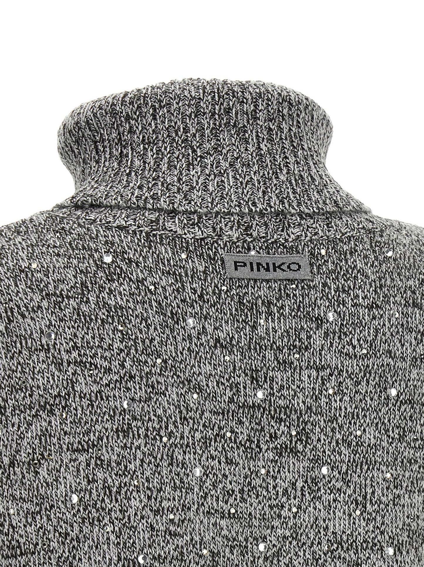 Cardigan by PINKO for women in wool & polyester gray & signature showcases a luxurious silhouette, meticulously detailed with a sophisticated and for a refined finish.