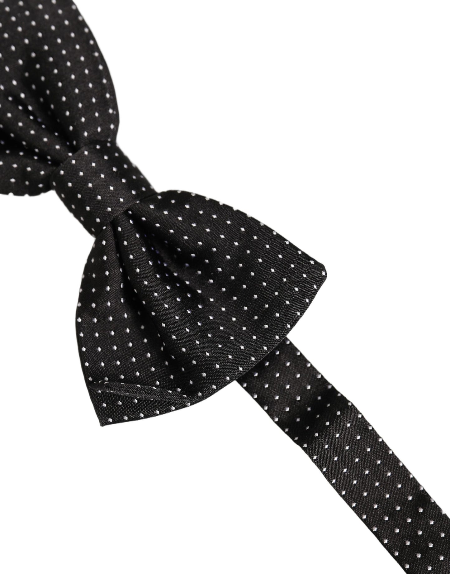Dolce & Gabbana Men Black Polka Dot Silk Adjustable Neck Papillon Bow Tie