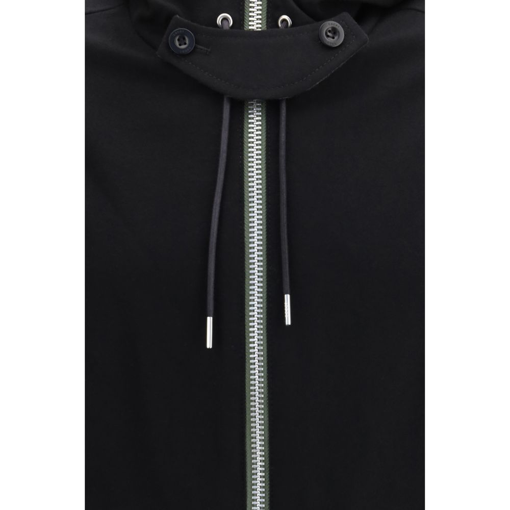 Sweatshirt Hoodie by Sacai for men in merino wool flannel black showcases a city-ready silhouette, artfully detailed with a signature and for a city-ready finish.