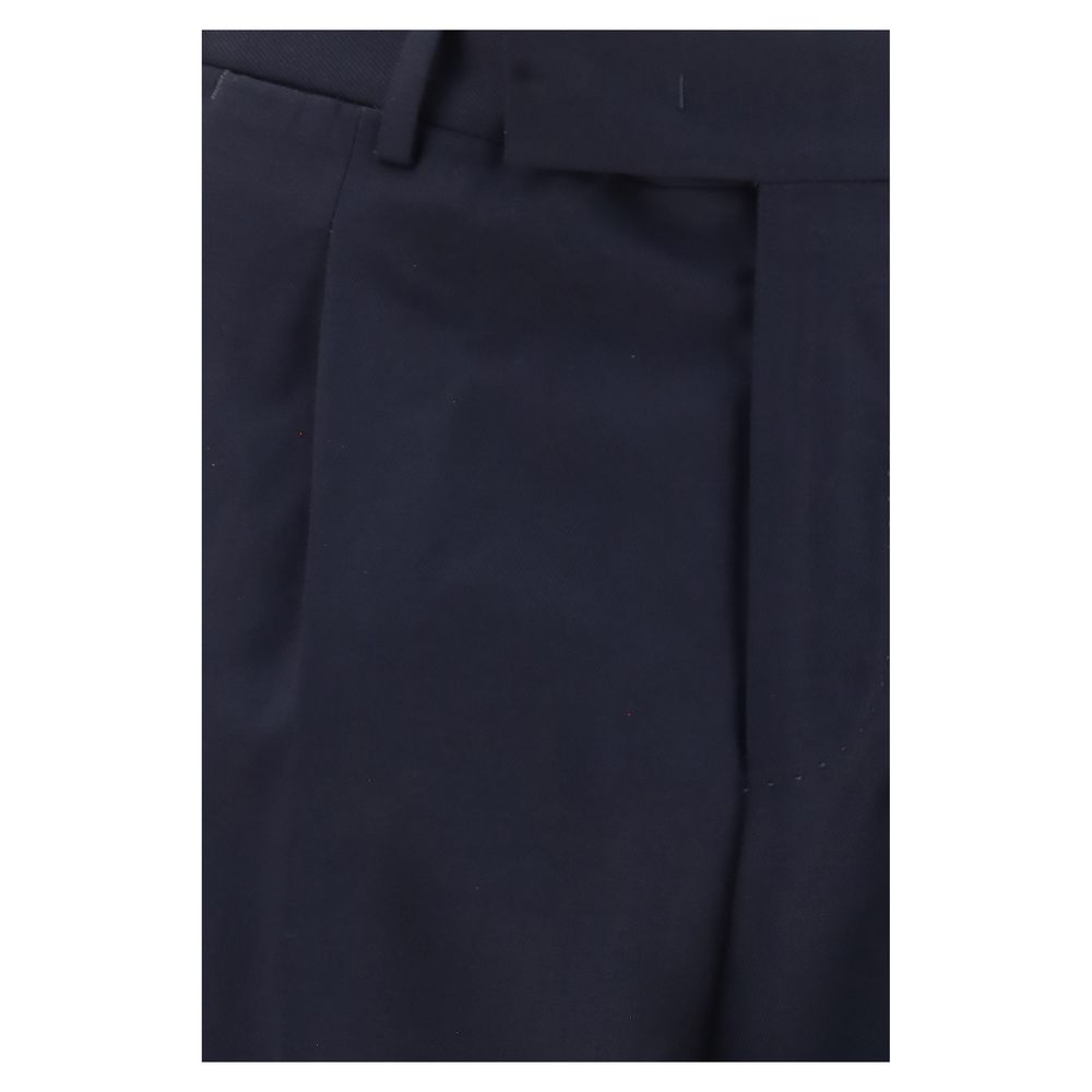 Casual Pants by PT Torino for men in cotton & wool blue features an sartorial straight, regular-fit & cigarette and long with a cut for a sartorial finish.