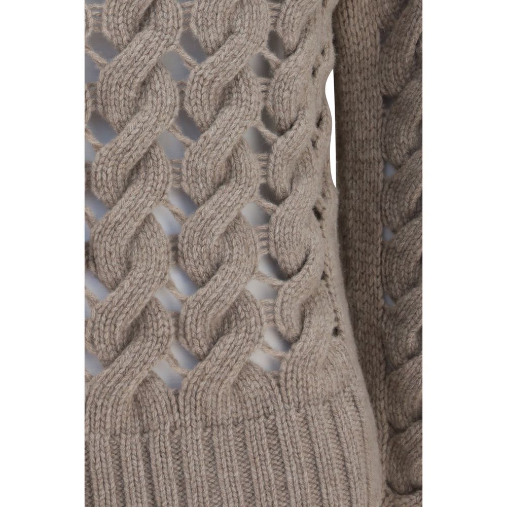Sweater by P.A.R.O.S.H. for women in virgin wool beige & patterned showcases a discreet silhouette, finished with a discreet and for a discreet look.