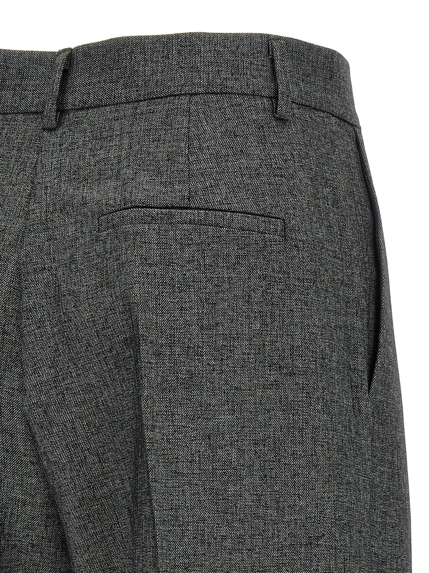 Trousers by The Andamane for women in stretch viscose polyester gray features an on trend silhouette, showcasing a sophisticated wide with a long and high rise for an on trend finish.