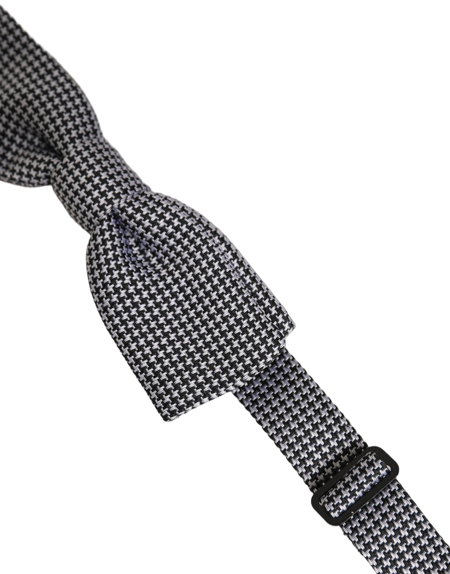 Dolce & Gabbana Black White Houndstooth Adjustable Neck Bow Tie