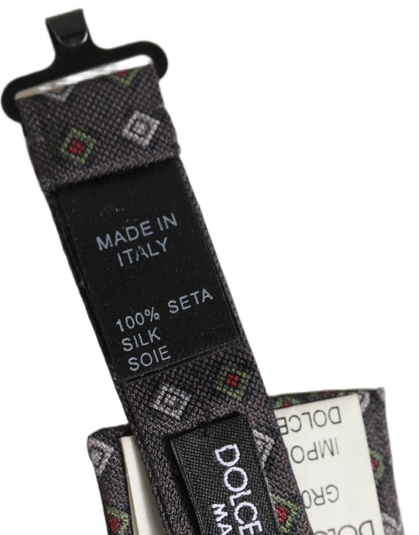 Dolce & Gabbana Men Dark Gray Geometric Adjustable Bow Tie