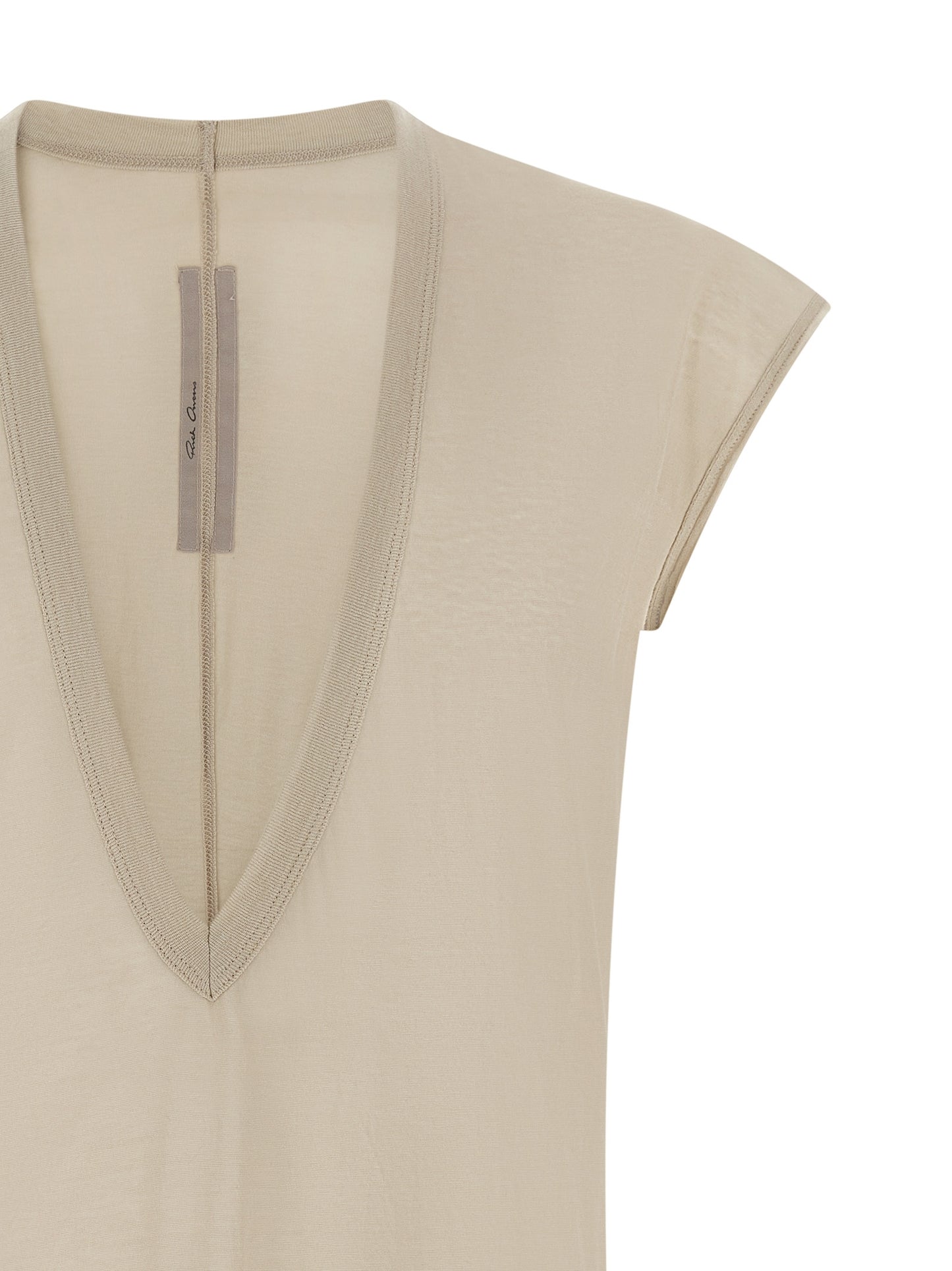 T-Shirt by Rick Owens for men in organic cotton beige, sand & transparent features a plush silhouette, showcasing a sophisticated and for a truly plush finish.