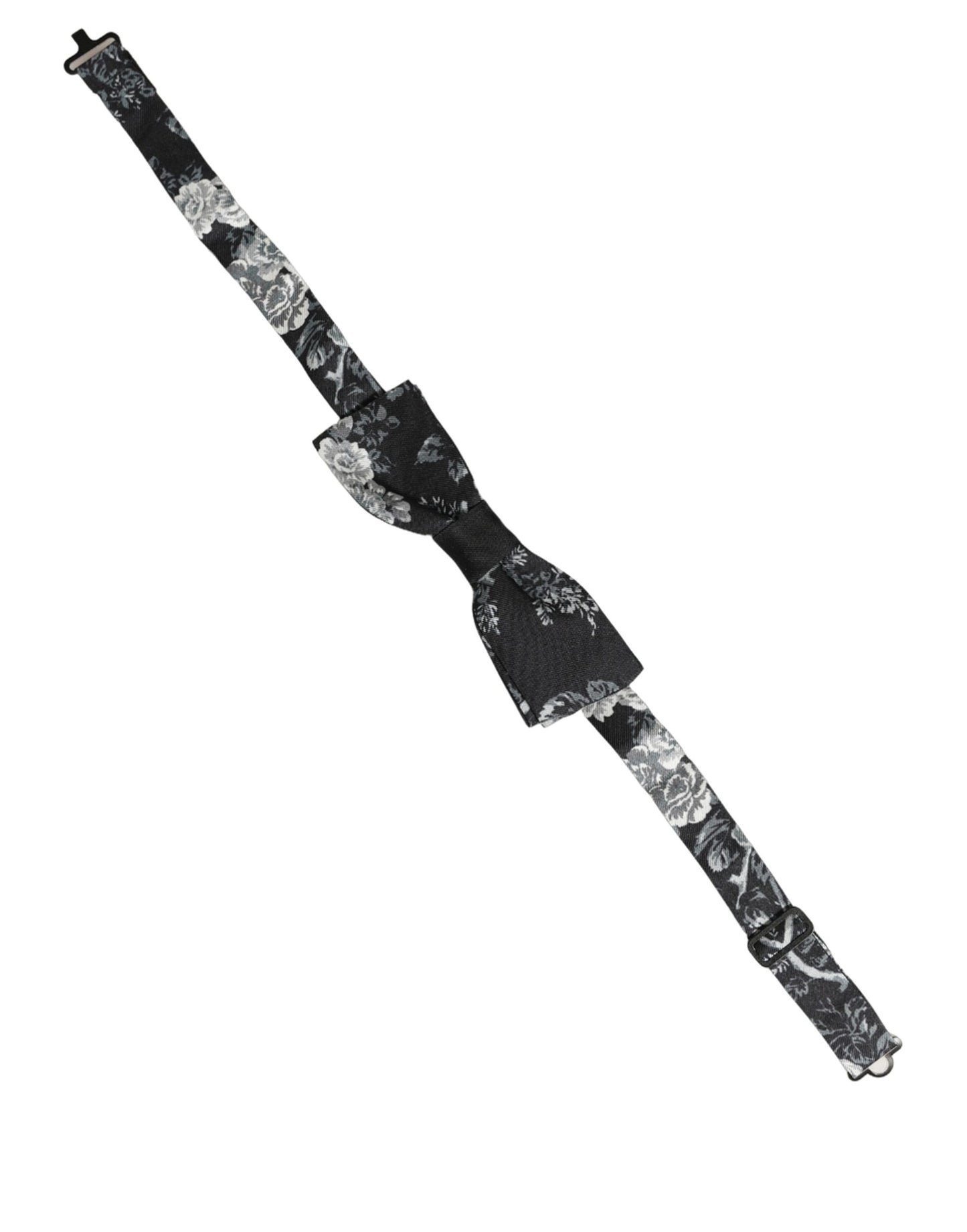 Dolce & Gabbana Black Floral Silk Adjustable Neck Men Papillon Bow Tie