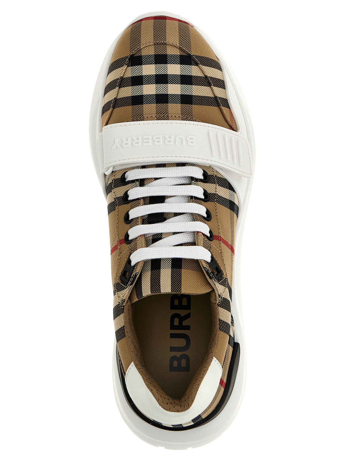 Burberry Men's Athletic Suede Calf Leather & Cotton Sneakers - Beige Print
