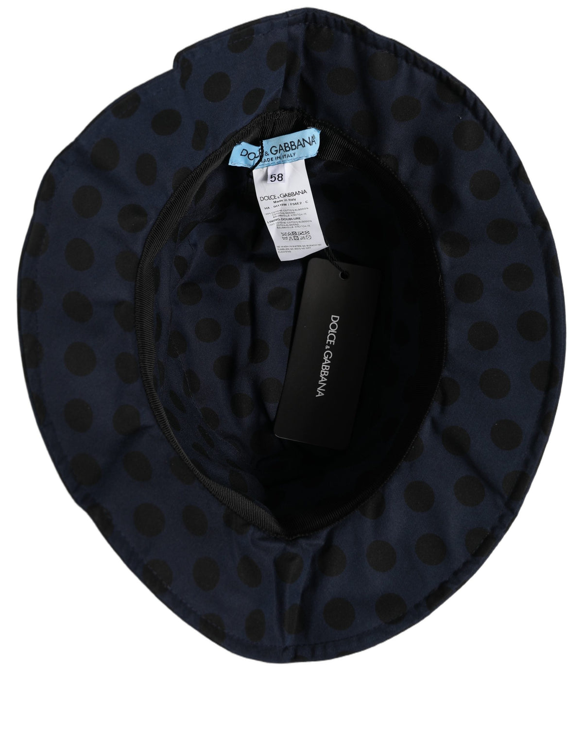Dolce & Gabbana Cotton Bucket Hat - Black Blue Patterned Signature