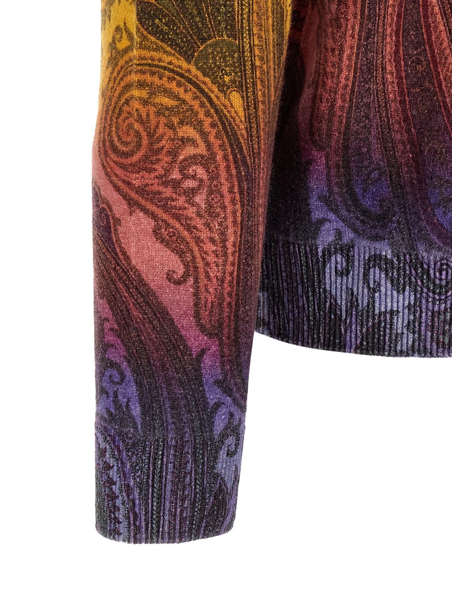 Cardigan by Etro for men in wool multicolor & paisley features a dramatic silhouette, showcasing a sophisticated and dramatic detail for a timeless, premium look.