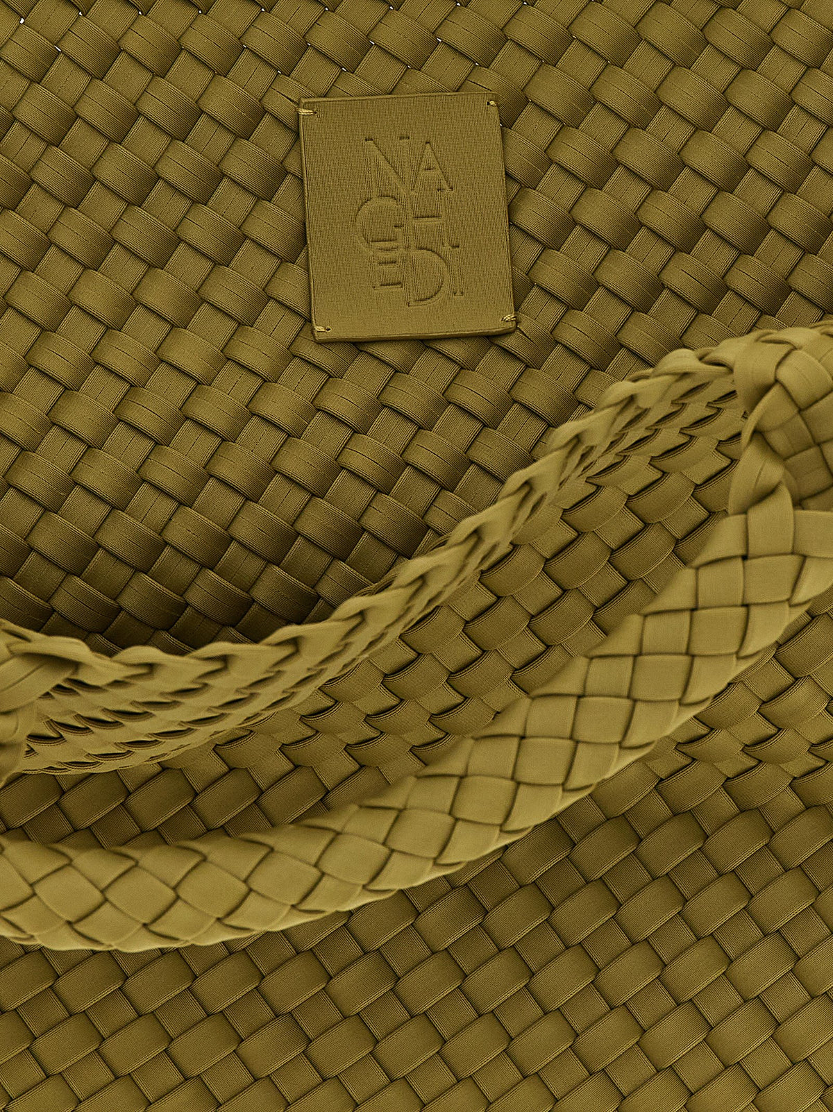 NAGHEDI Sicily St Barths Nylon Neoprene & Calfskin Leather Large Shoulder Flap Clutch Handbag - Bicolour Green Signature