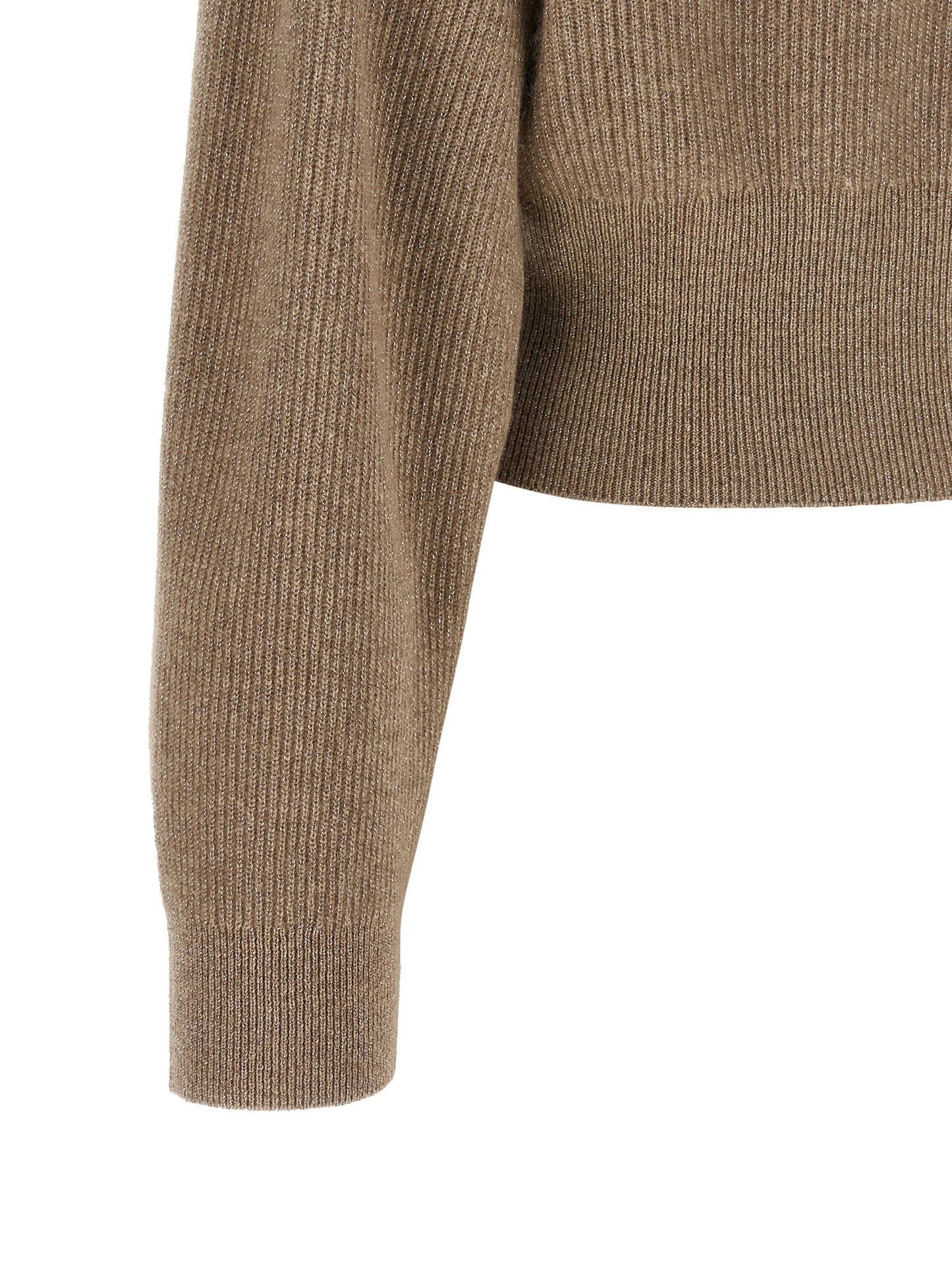 Cardigan by Brunello Cucinelli for women in cashmere & leather brown presents a textural silhouette, artfully finished with a textural and for a sophisticated, textural look.