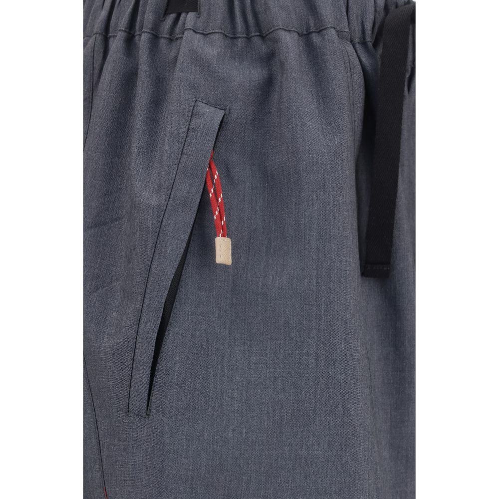 Casual Pants by Prada for women in merino wool & mohair gray features a refined silhouette with a refined relaxed-fit, regular-fit & wide, defined by a and a refined long for a refined finish.