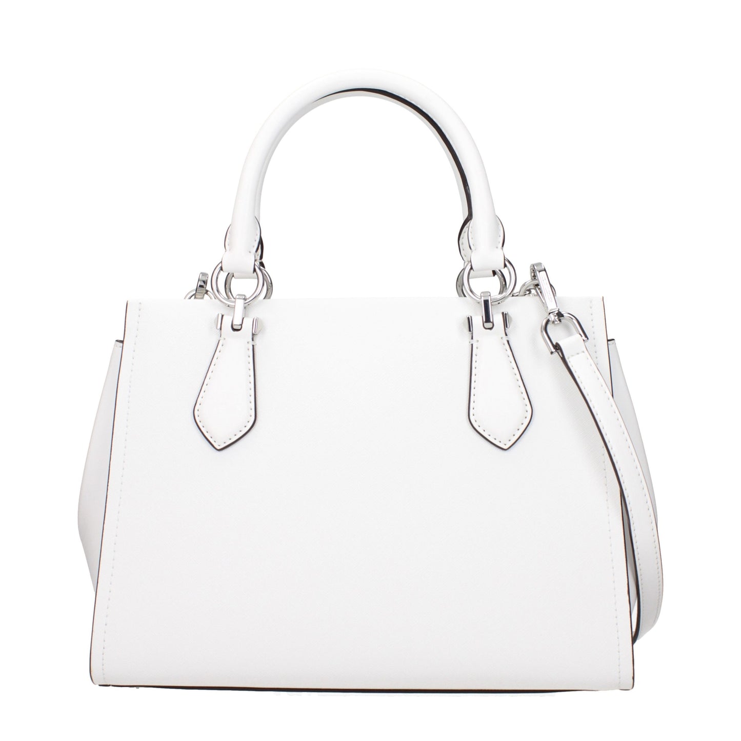 Handbag by Michael Kors for women in leather white features a signature silhouette, showcasing a secure and signature with versatile adjustable-strap for a sophisticated look.