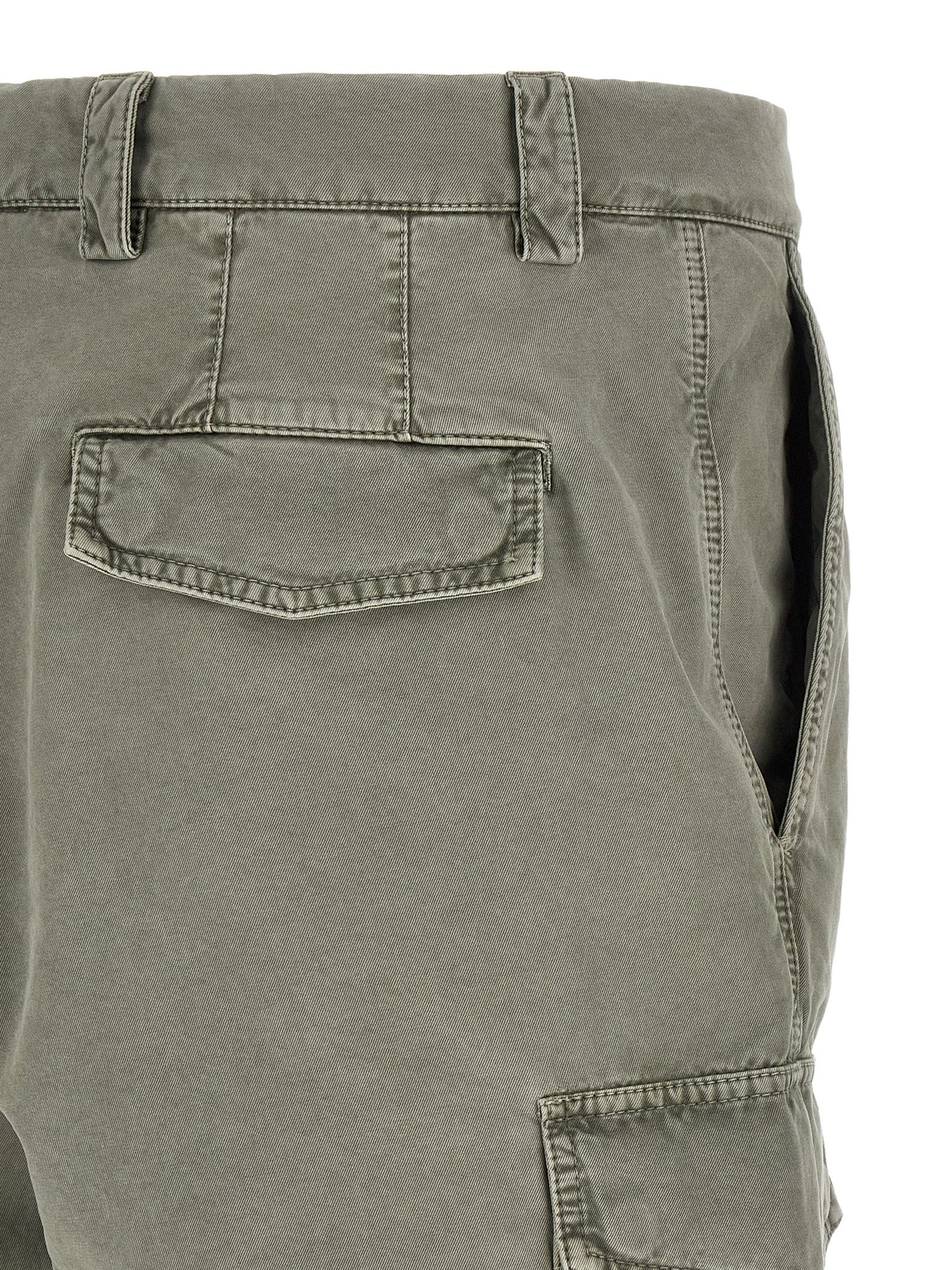 Cargo Pants by Brunello Cucinelli for men in cotton bicolour, gray & green features a sartorial silhouette, showcasing a sophisticated with a refined long and elegant .