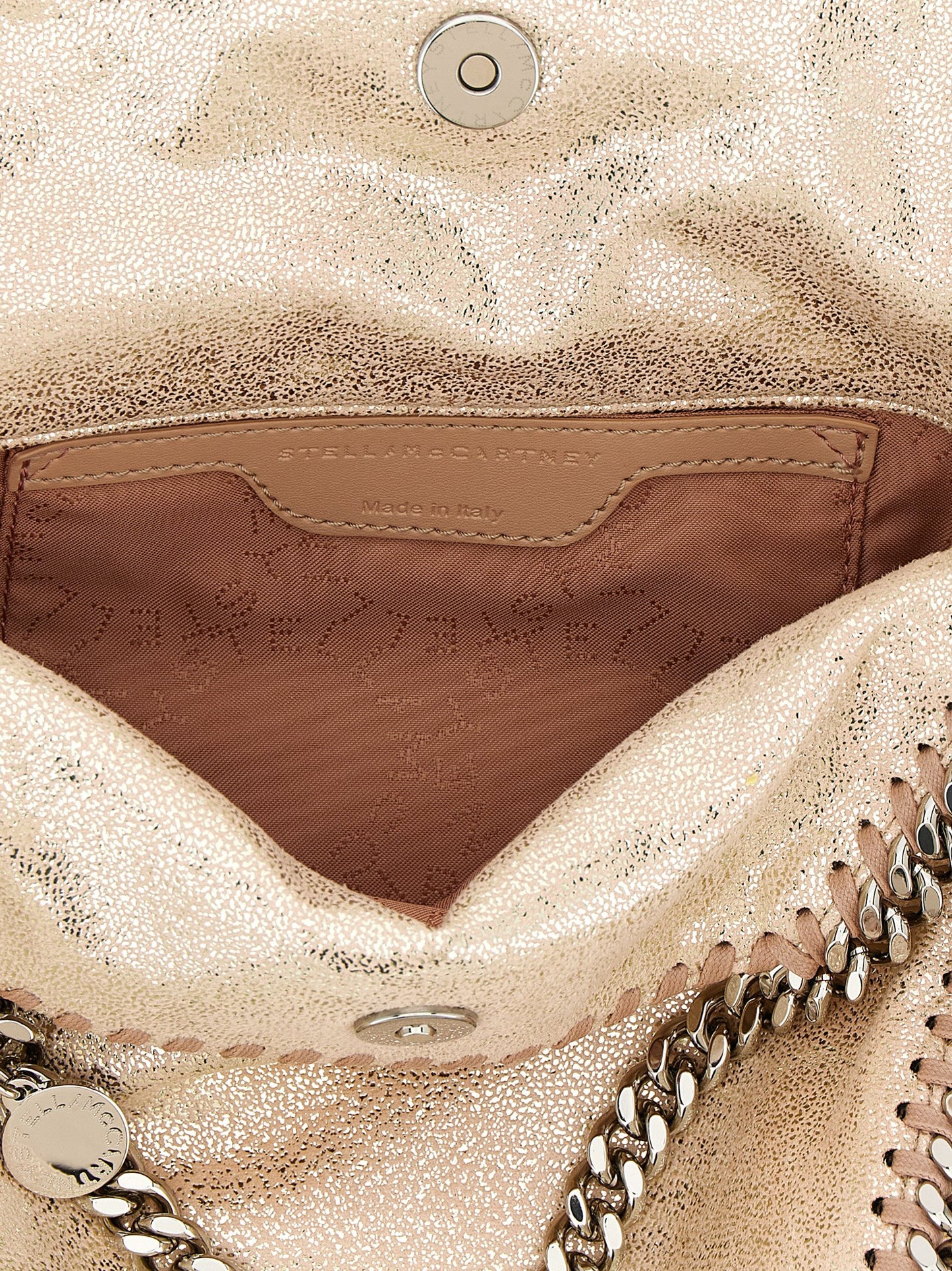 Mini Crossbody Tote Handbag by Stella McCartney for women in palladium & polyester multicolor, palladium & pink showcases a versatile sophistication silhouette, featuring a secure magnetic, versatile sophistication , and versatile crossbody-strap, shoulder-strap & handle for a versatile sophistication finish.