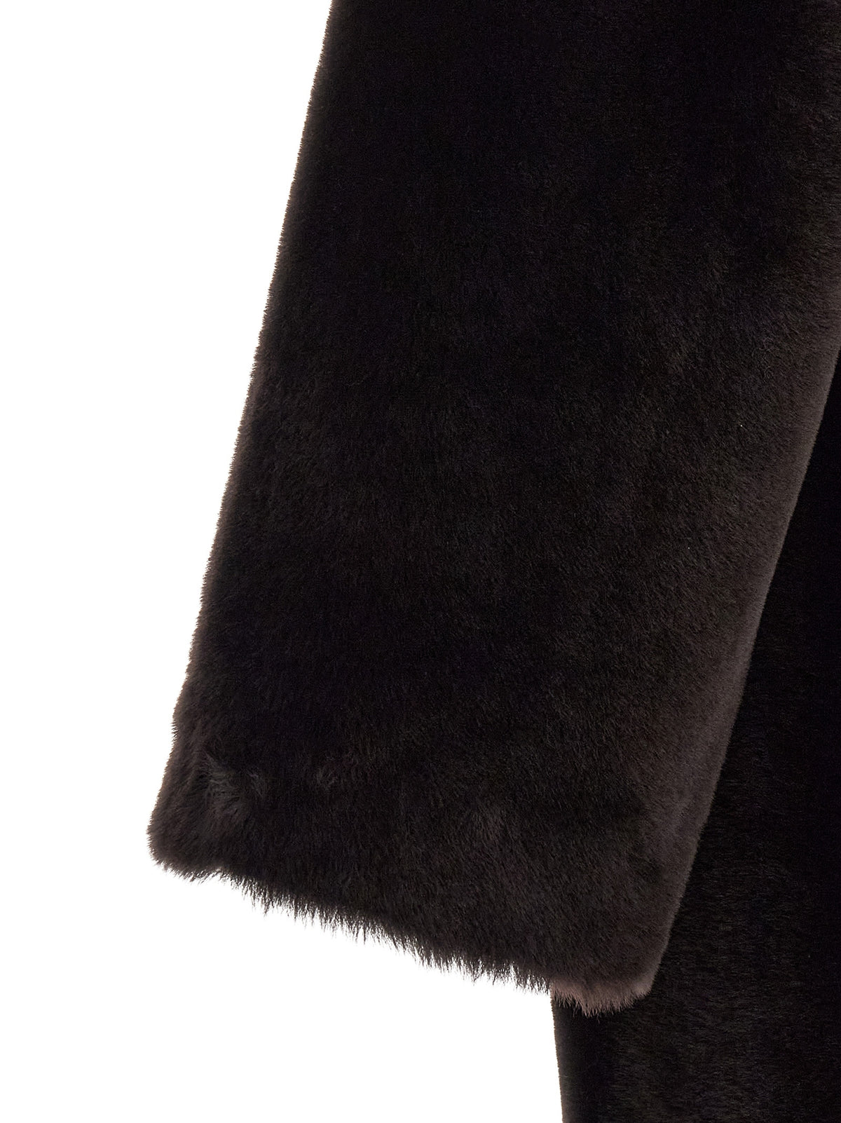 BLANCHA Women's Round Neck Lamb Shearling Overcoat - Brown
