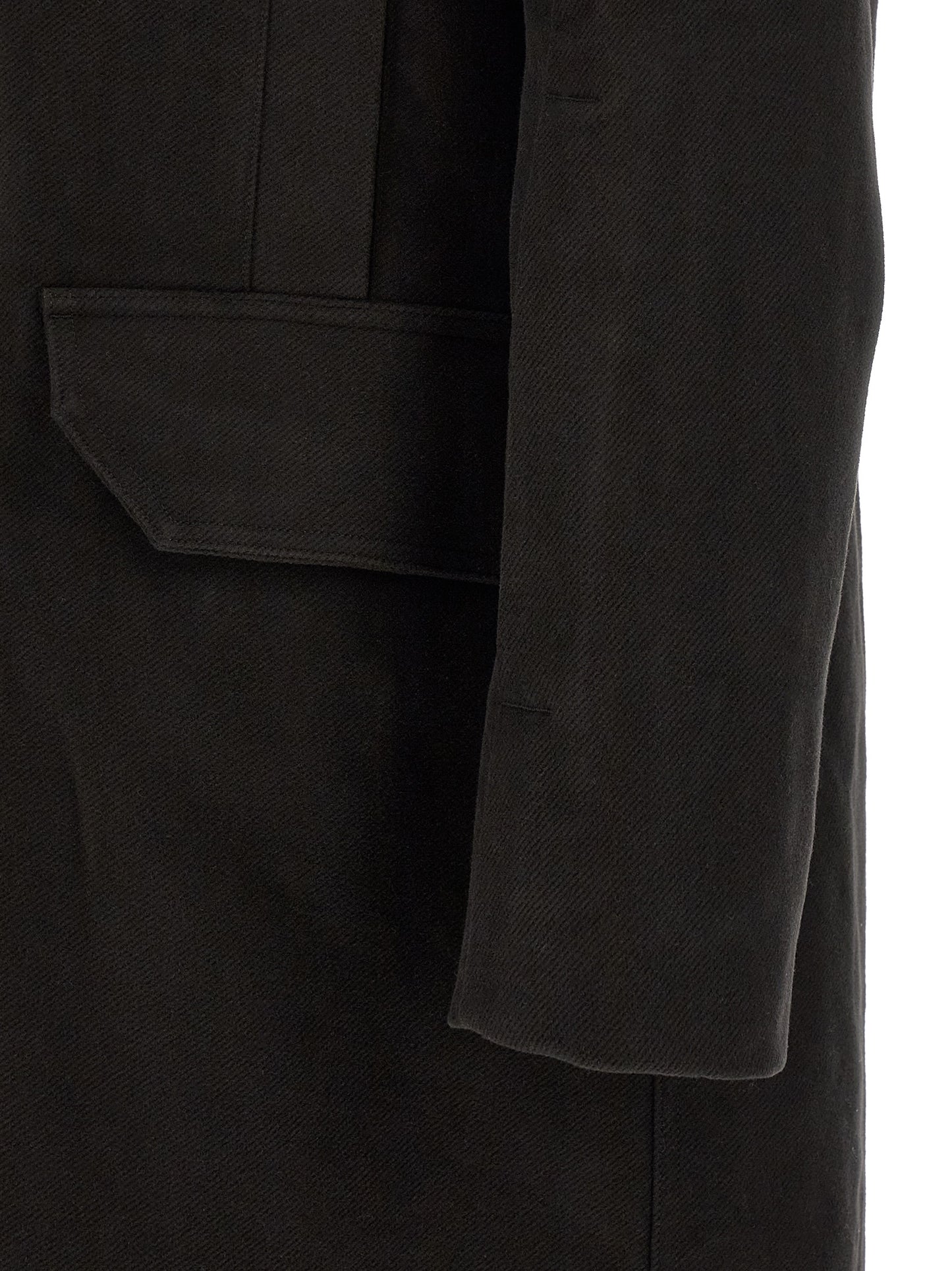 Hooded Parka by Rick Owens for men in cotton black presents a decadent silhouette, showcasing the decadent and functional pockets & hooded for a premium, weather-ready look.
