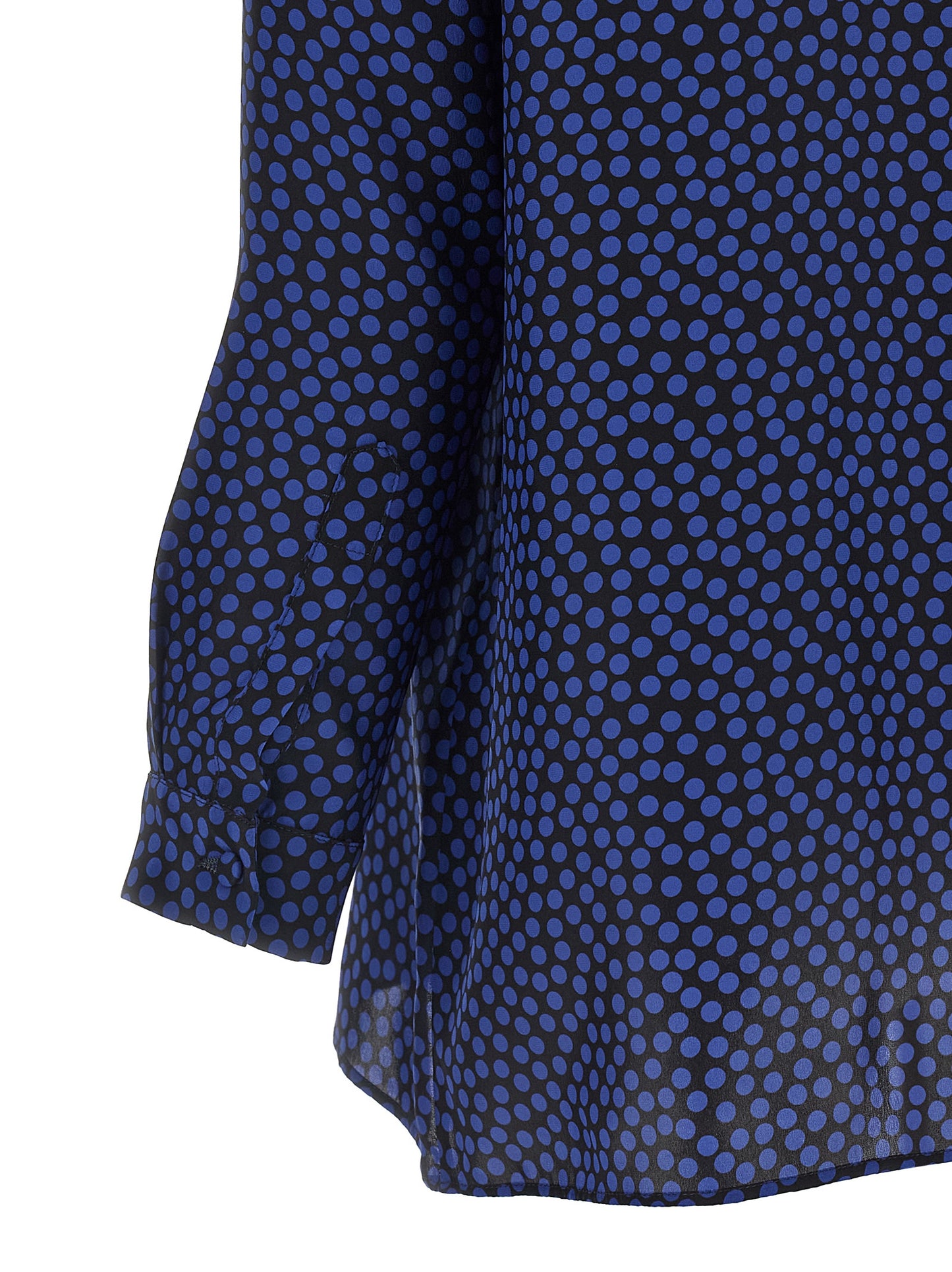 Blouse by Gianluca Capannolo for women in silk blue & print showcases a sharp silhouette, elegantly detailed with a sharp and sharp .