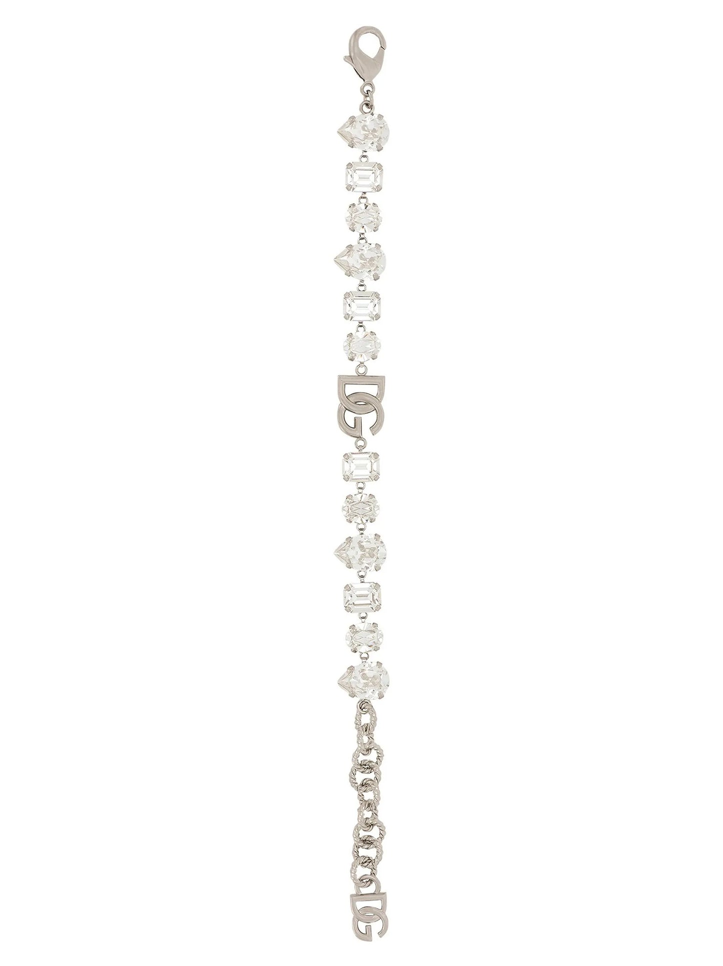 Dolce & Gabbana Women's Chain Charm Silver Brass Bracelet - Emerald Silver Monogram