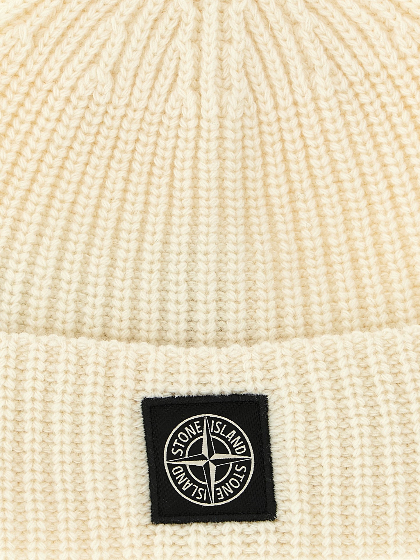 Stone Island Virgin Wool Beanie Hat - White