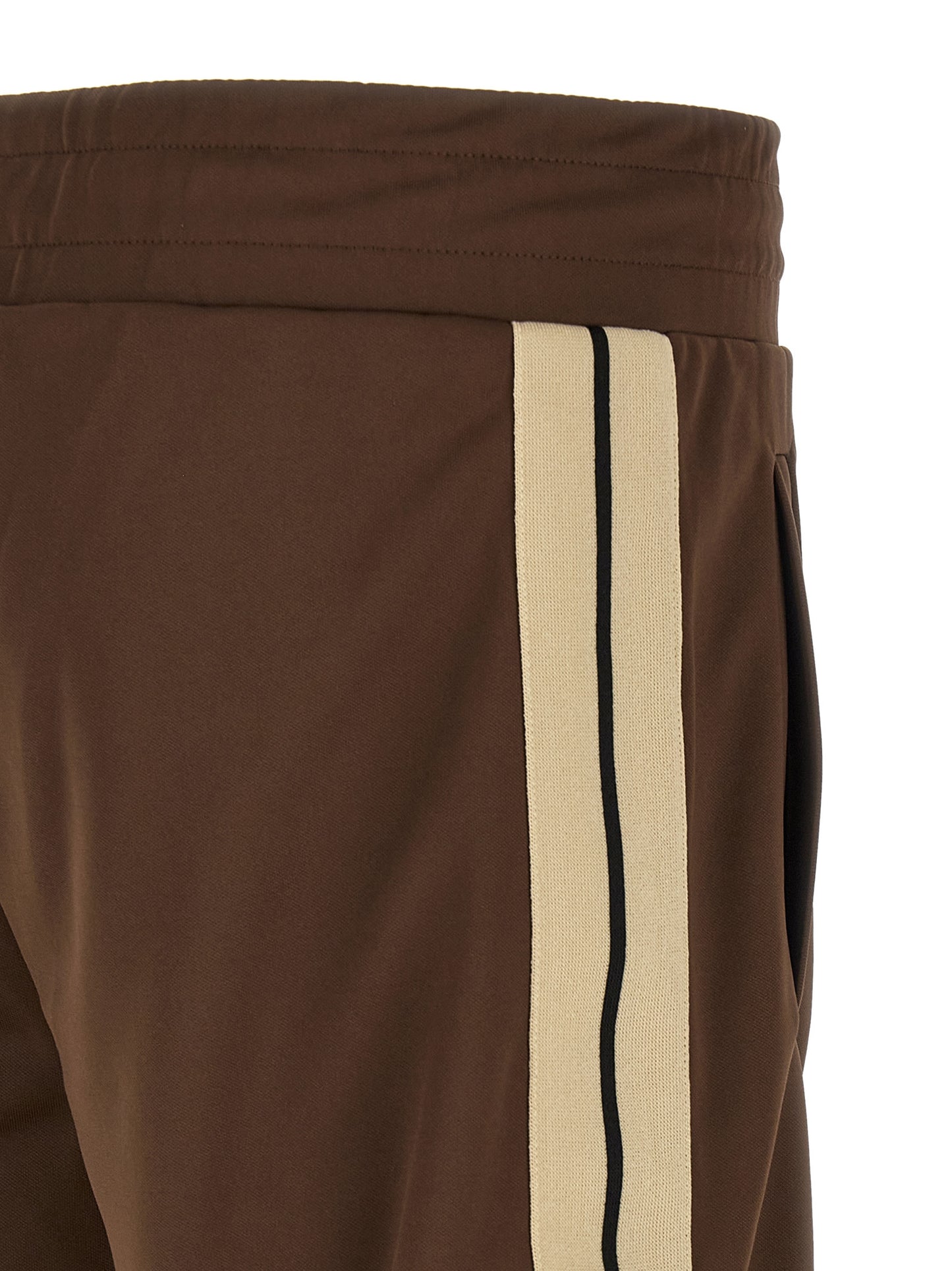 Joggers by Palm Angels for men in acetate & polyester brown & white features a refined silhouette with a refined straight-leg, defined by a and a refined long for a refined finish.
