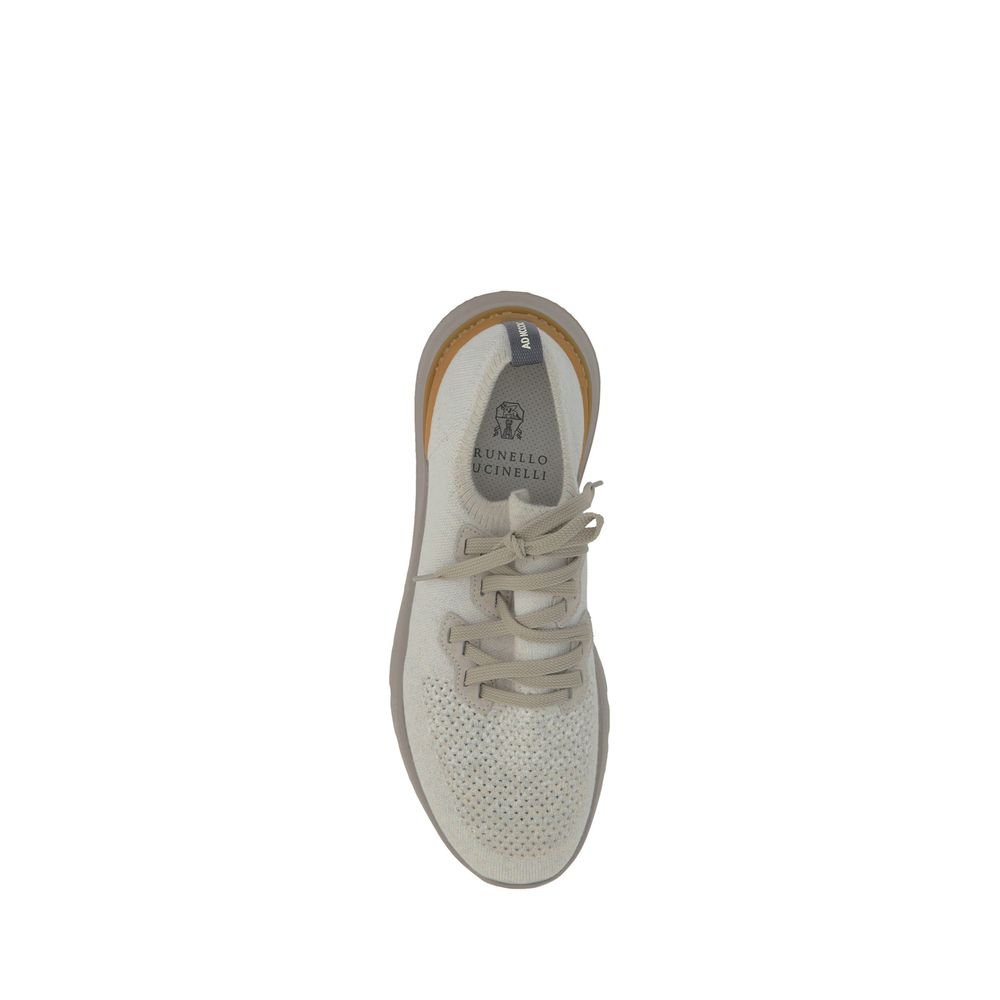 Athletic Sneakers by Brunello Cucinelli for men in polyamide & cotton white, signature-print & print showcases an impeccable silhouette, defined by an impeccable athletic style design that perfectly captures the essence of the Men's Athletic Polyamide & Cotton Sneakers.