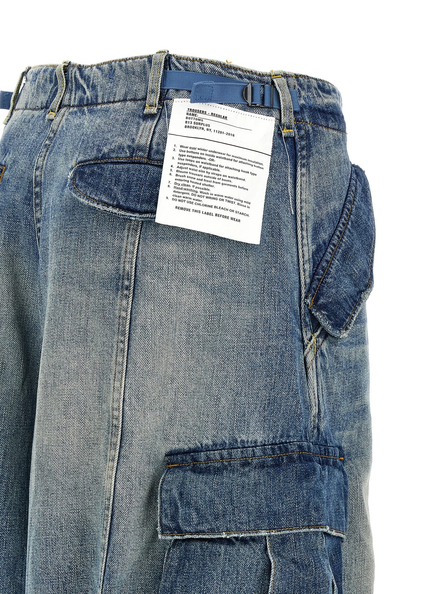Cargo Pants by R13 for women in denim cotton blue features a architectural wide & oversized with a architectural long and architectural .