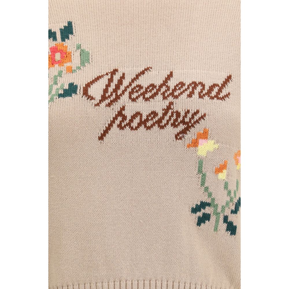 Sweatshirt by Max Mara for women in cotton polyester beige features an provocated silhouette, detailed with a provocated and a refined crew neckline for a sophisticated aesthetic.