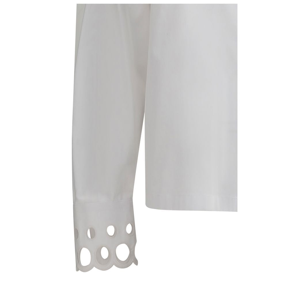 Dress Shirt by Max Mara for women in cotton white showcases a sleek silhouette, elegantly detailed with a sleek and for a sleek finish.