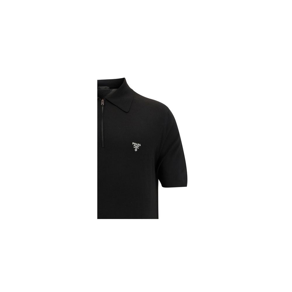 This Polo Shirt by Prada for men in virgin wool black, signature & monogram presents a flawless silhouette, showcasing flawless detailing and a refined for a truly flawless aesthetic.