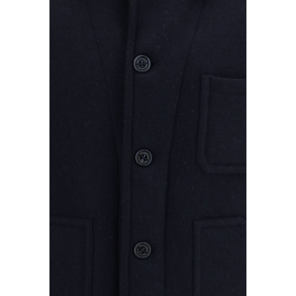 Overcoat by Brooksfield for men in polyamide polyester & wool blue features an satoral silhouette, showcasing a sophisticated shirt-collar neckline and satoral pockets & insulated for a premium, timeless look.