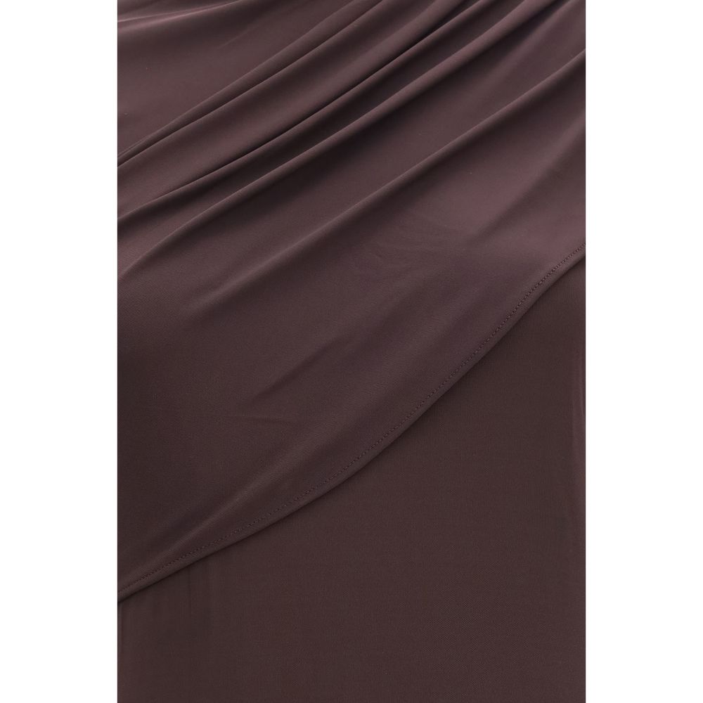 Dress by Courrèges for women in stretch viscose brown showcases a striking silhouette, elegantly detailed with a , refined , and a striking long for a striking finish.