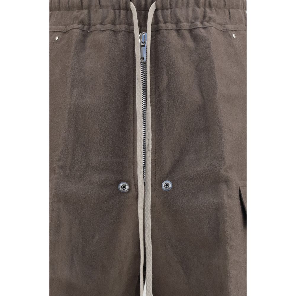 Cargo Pants by Rick Owens for men in wool cotton & ramie gray features an smart casual regular-fit & wide and long, expertly tailored with a and smart casual utilitarian details for a sophisticated look.