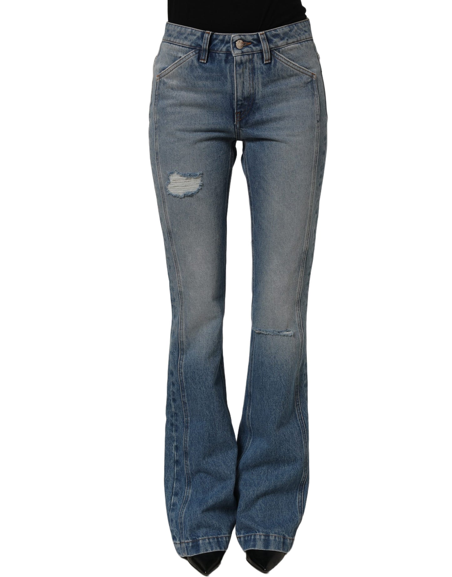 Dolce & Gabbana Blue Cotton Boot Cut Denim Trouser Jeans