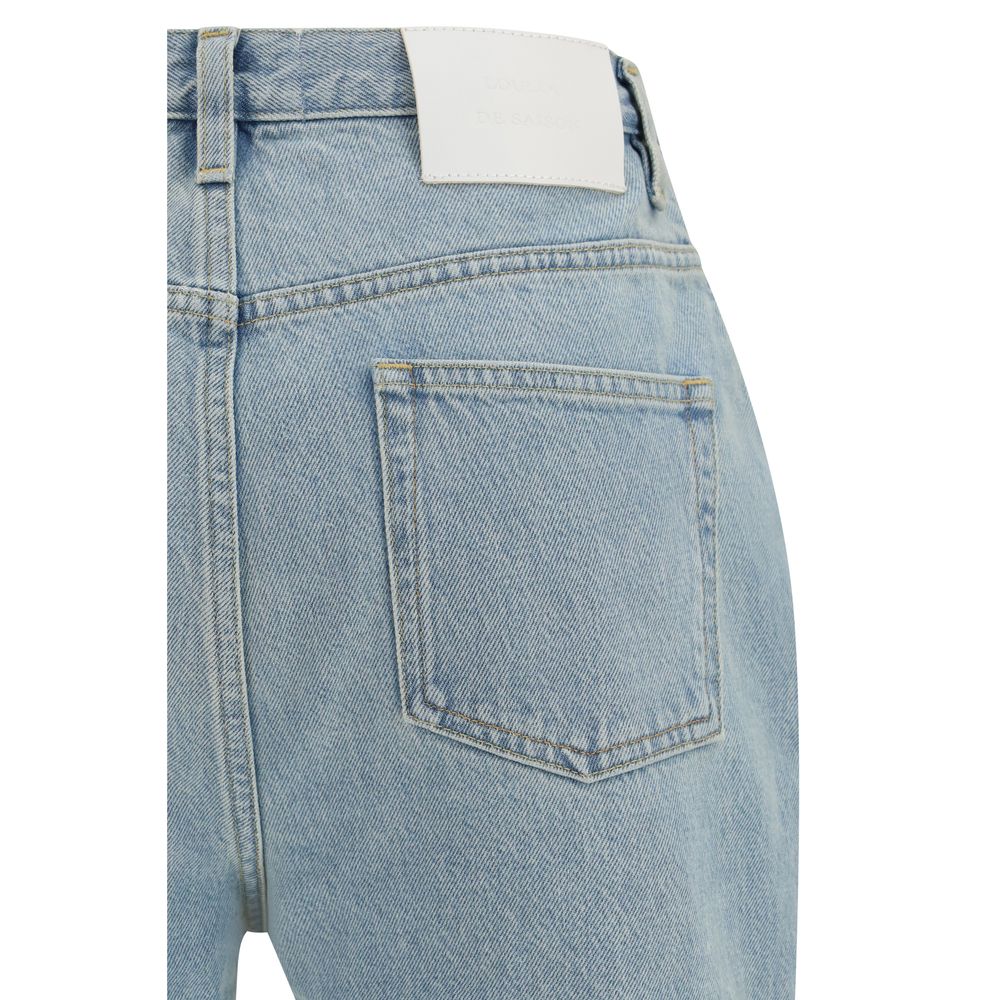 Jeans by Loulou De Saison for women in organic cotton denim blue features a refined silhouette with a refined straight-leg & regular-fit, defined by a mid rise and a refined long for a refined finish.