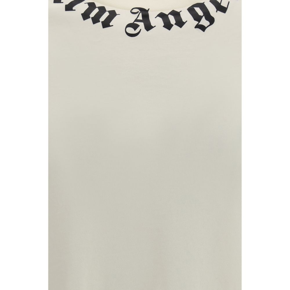 T-Shirt by Palm Angels for men in cotton beige showcases a chic silhouette, artfully detailed with a chic crew neckline and for a chic finish.