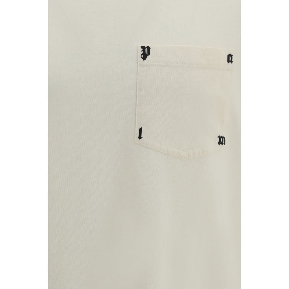 T-Shirt by Palm Angels for men in cotton white & print features an on trend silhouette, perfectly showcasing a on trend and crew neckline for an elevated aesthetic.