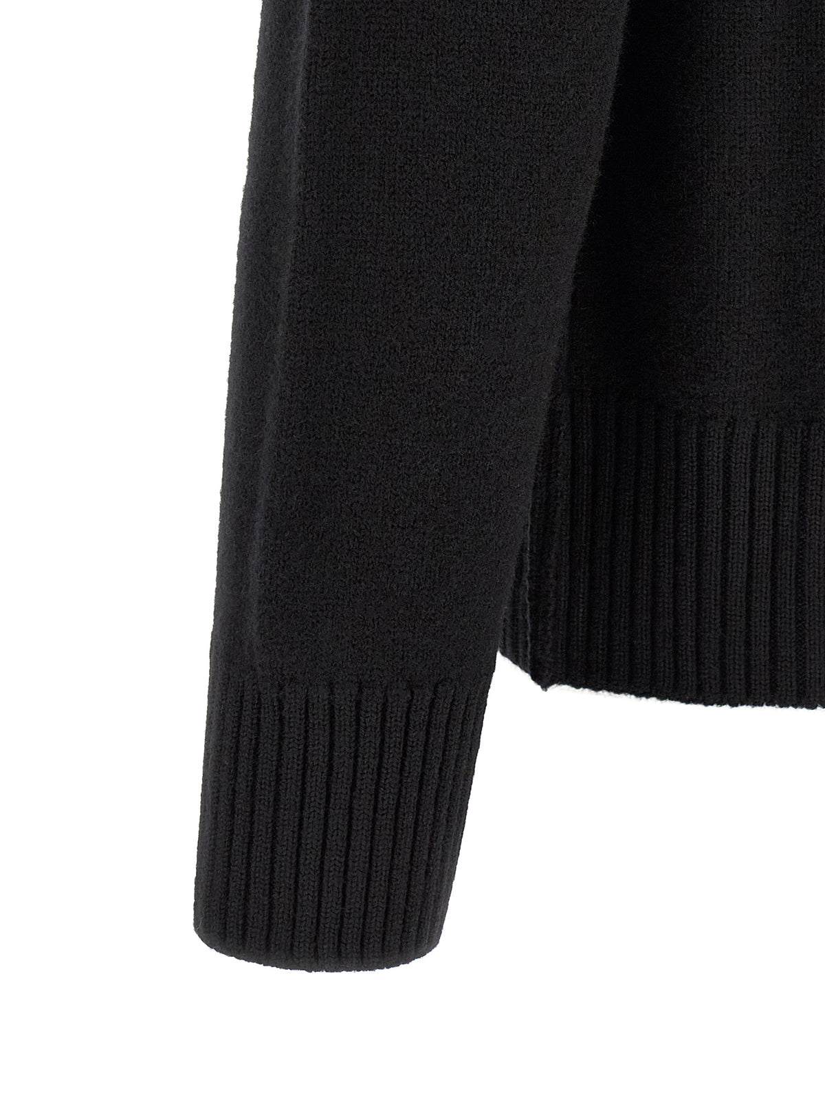 Ami Paris Men's Relaxed Fit Crew Neck Wool Cardigan - Black Red Signature