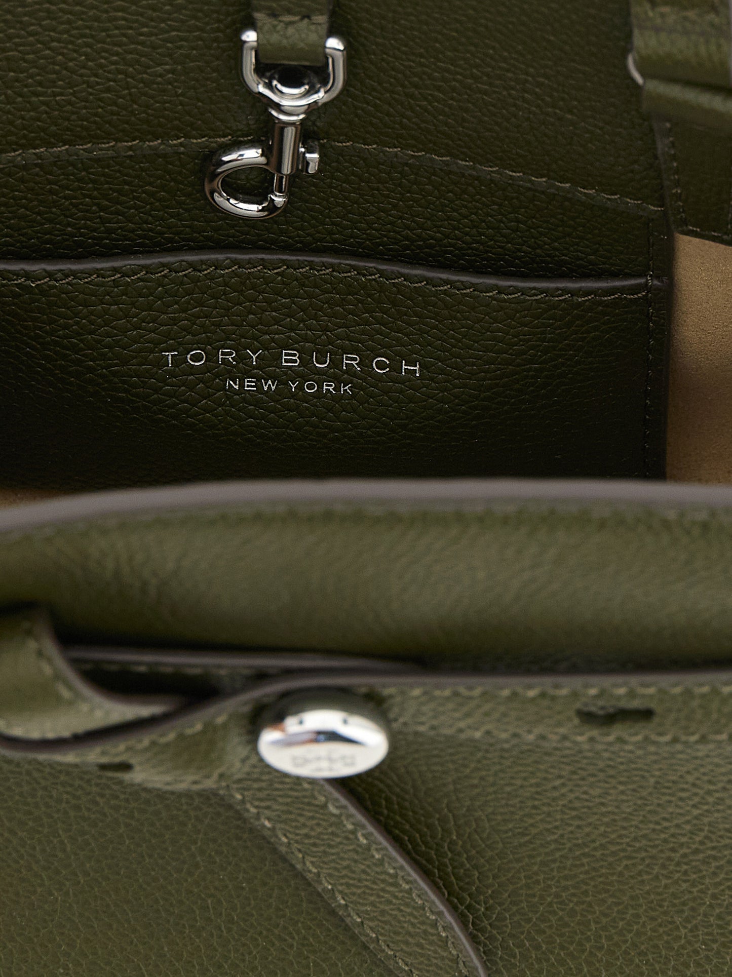 Small Crossbody Pouch Handbag by Tory Burch for women in bos taurus cowhide leather brown & silver showcases a versatile sophistication silhouette, featuring a secure button, versatile sophistication , and versatile crossbody-strap, shoulder-strap, handle & adjustable-strap for a versatile sophistication finish.