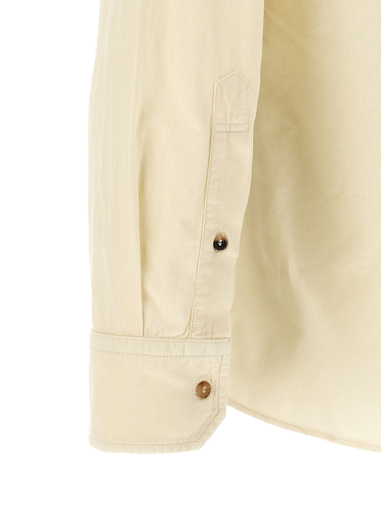 Brunello Cucinelli Men's Relaxed Fit Velvet Cotton Corduroy Shirt - Cream White