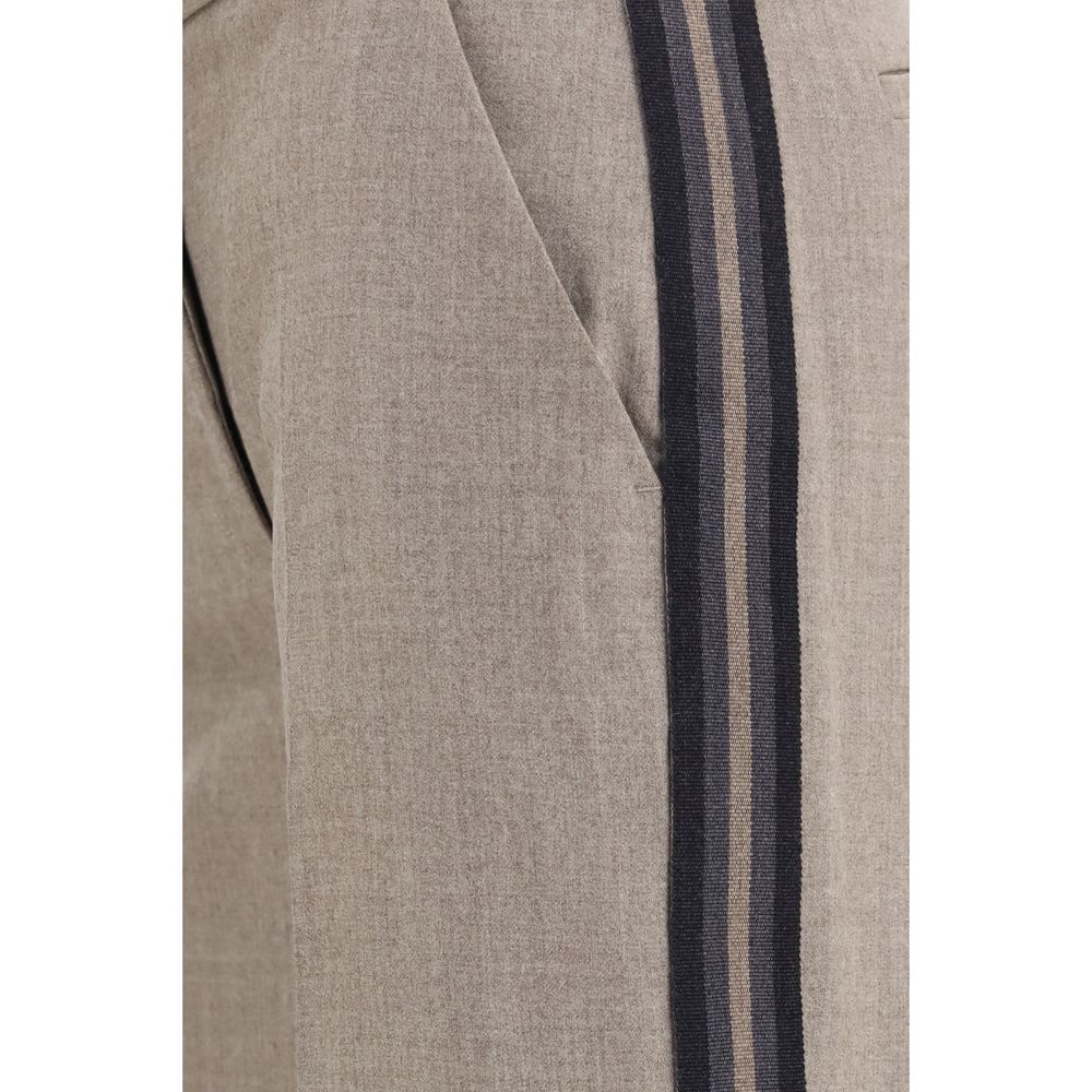 Palazzo Pants by P.A.R.O.S.H. for women in virgin wool gray & striped features an sophisticated and regular-fit & wide with a precise long, creating a sophisticated and sophisticated silhouette.
