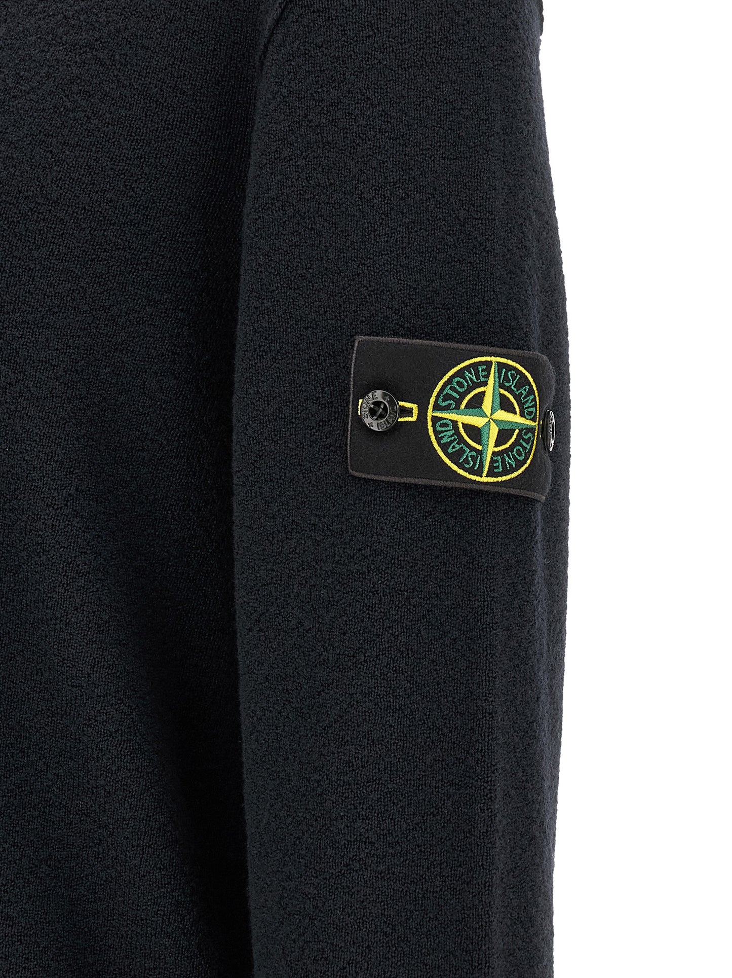 Cardigan by Stone Island for men in virgin wool blue features a nuanced silhouette with a refined and nuanced detailing for a sophisticated look.