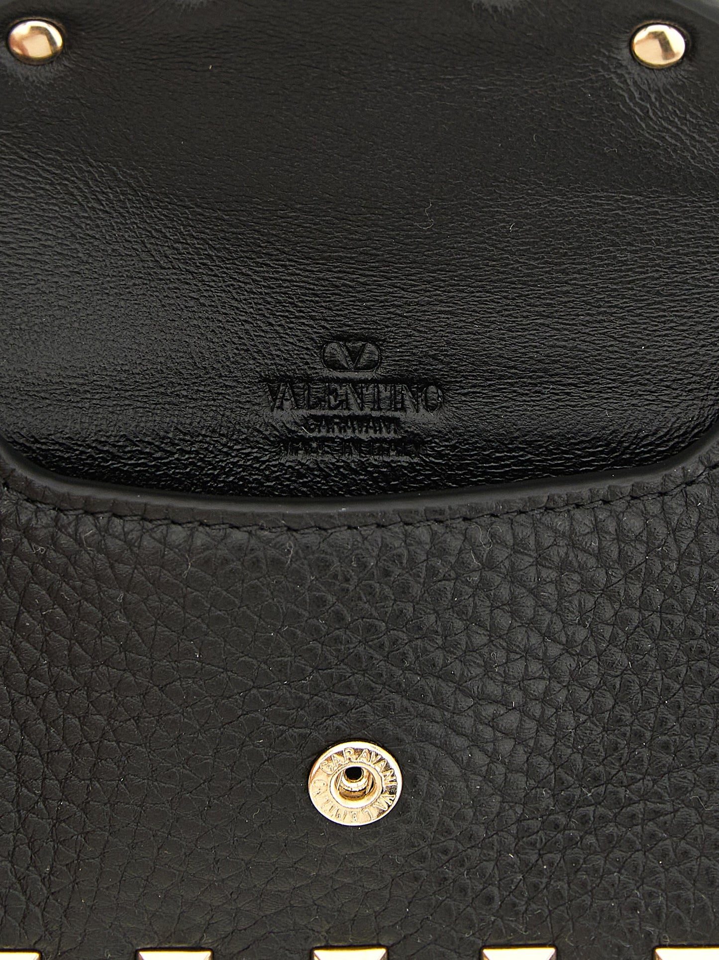 Cardholder Card Case by Valentino Garavani for women in calfskin leather black showcases a couture-grade silhouette from the Rockstud Calfskin Leather Cardholder Card Case collection, highlighting functional card-organization compact-design for a couture-grade finish.