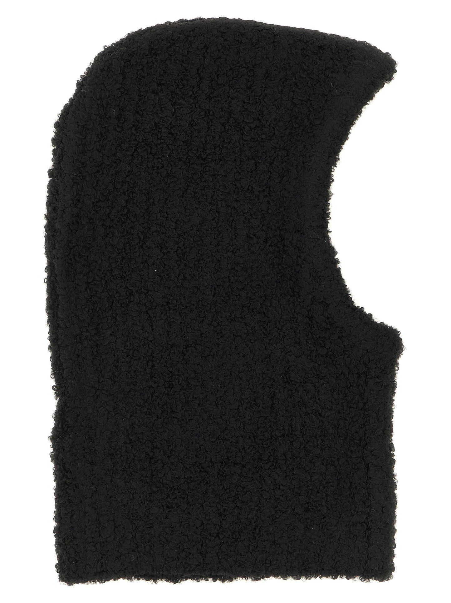 Balaclava by MM6 Maison Margiela for women in marabou wool black & signature features a sleek design from the Marabou Wool Balaclava collection, creating a sophisticated and elegant cold-weather look.