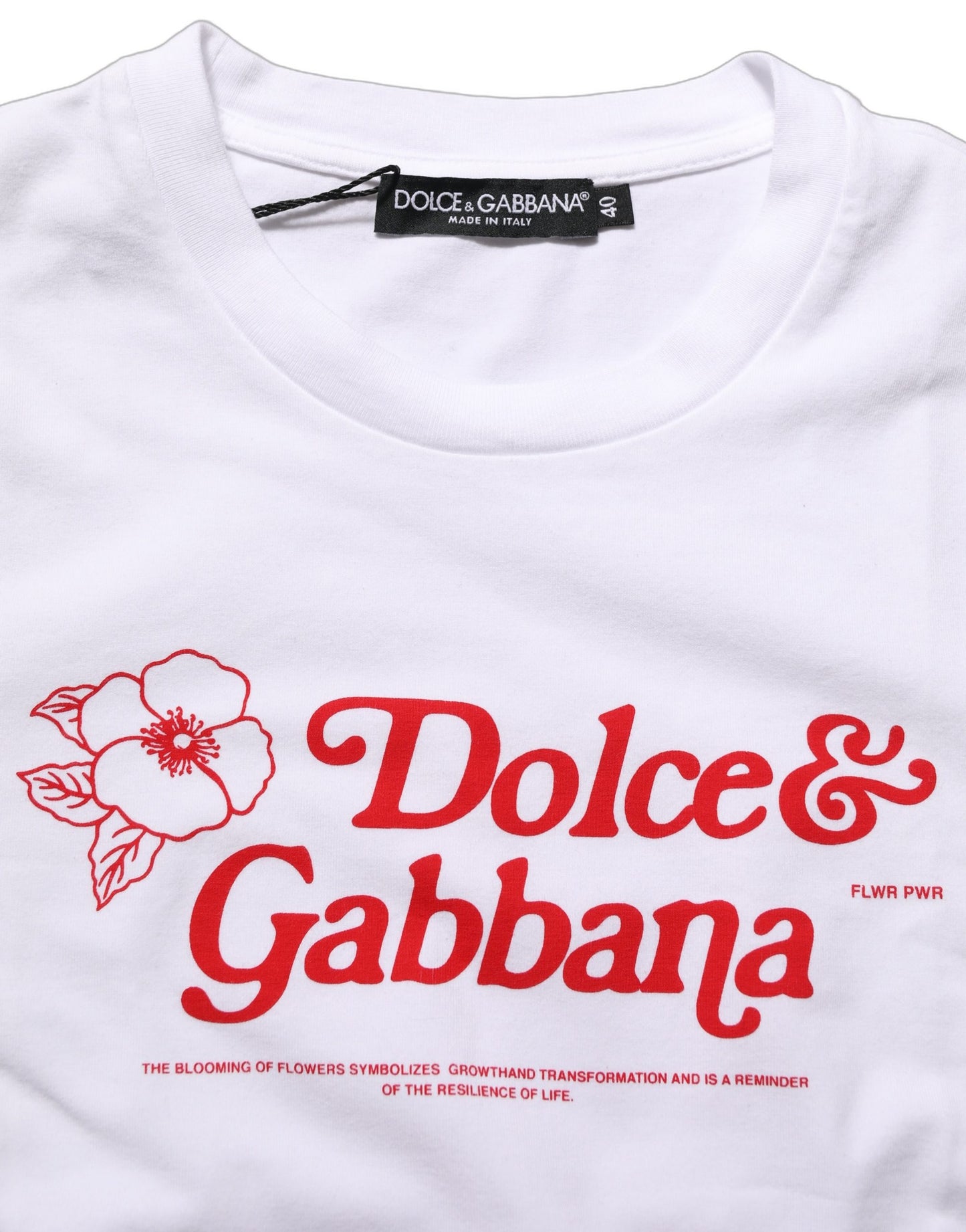 Dolce & Gabbana White Floral Logo Print Crew Neck T-shirt