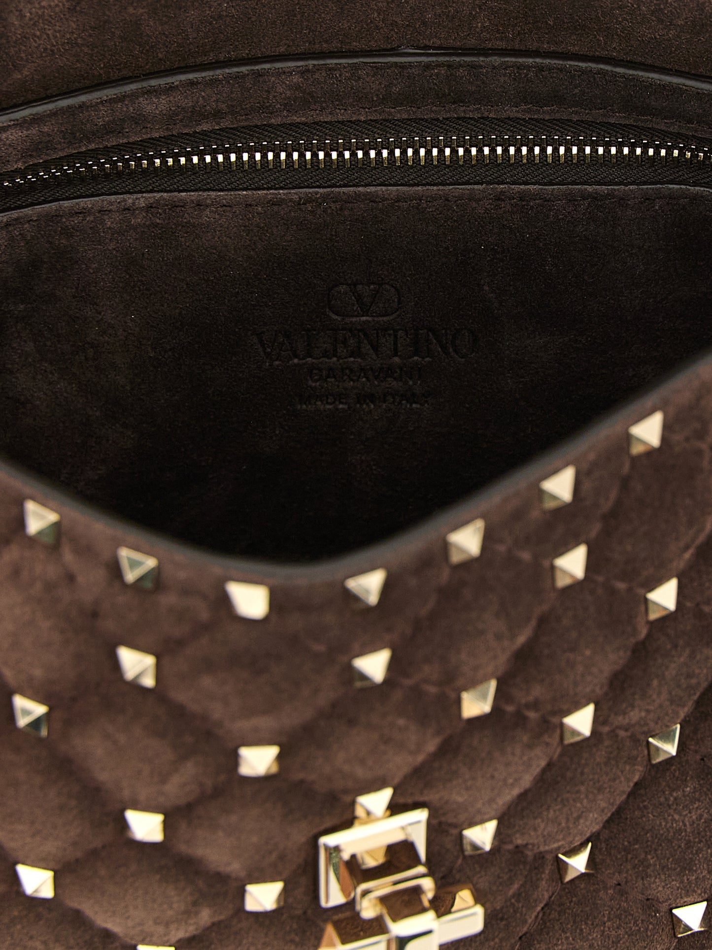 2-in-1 Shoulder & Crossbody Handbag by Valentino Garavani for women in suede calfskin leather brown showcases a versatile sophistication silhouette, featuring a secure zipper, versatile sophistication , and versatile crossbody-strap, shoulder-strap & handle for a versatile sophistication finish.