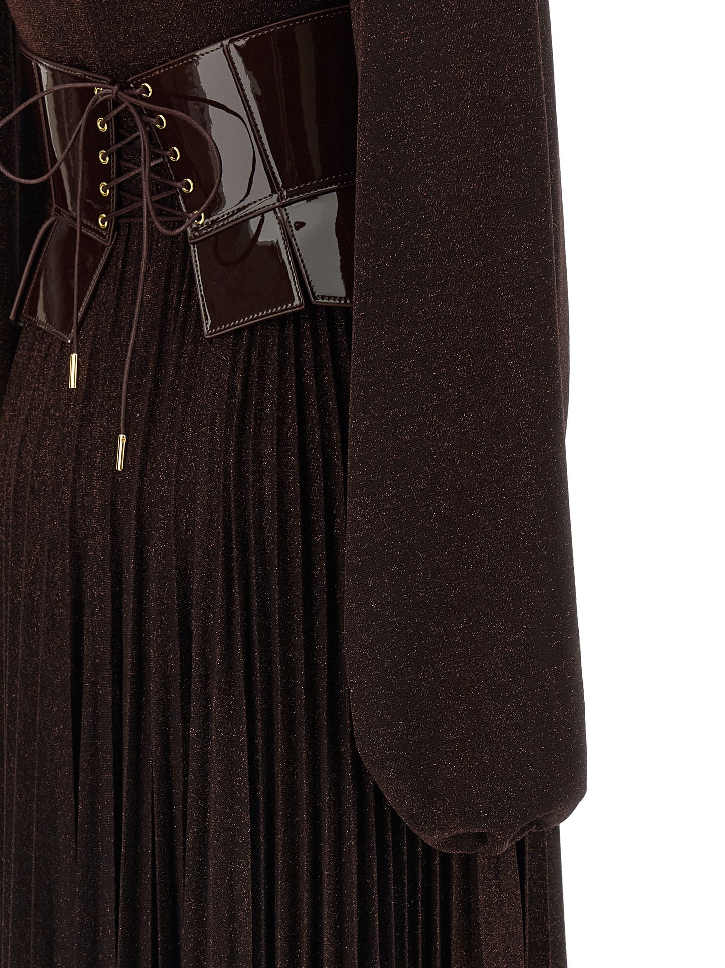 Dress by Elisabetta Franchi for women in viscose polyester & polyamide brown & red features an cute silhouette, detailed with a and that elegantly flows into a cute long.