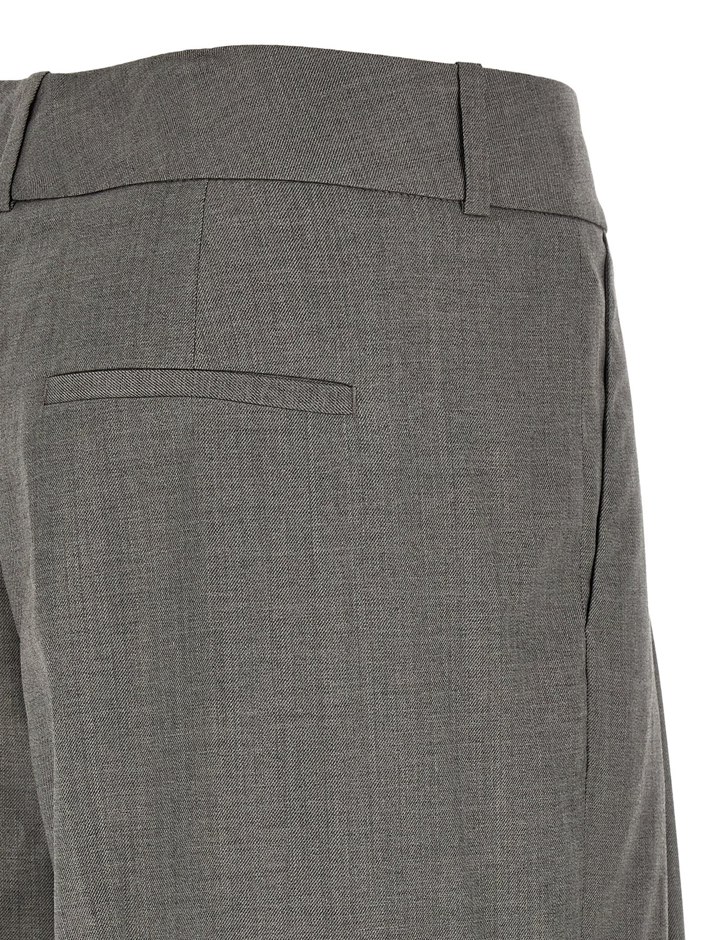 Trousers by Peserico for women in virgin wool & viscose gray features a sculptural silhouette, showcasing a sculptural relaxed-fit & wide and long with a sophisticated for a sculptural finish.