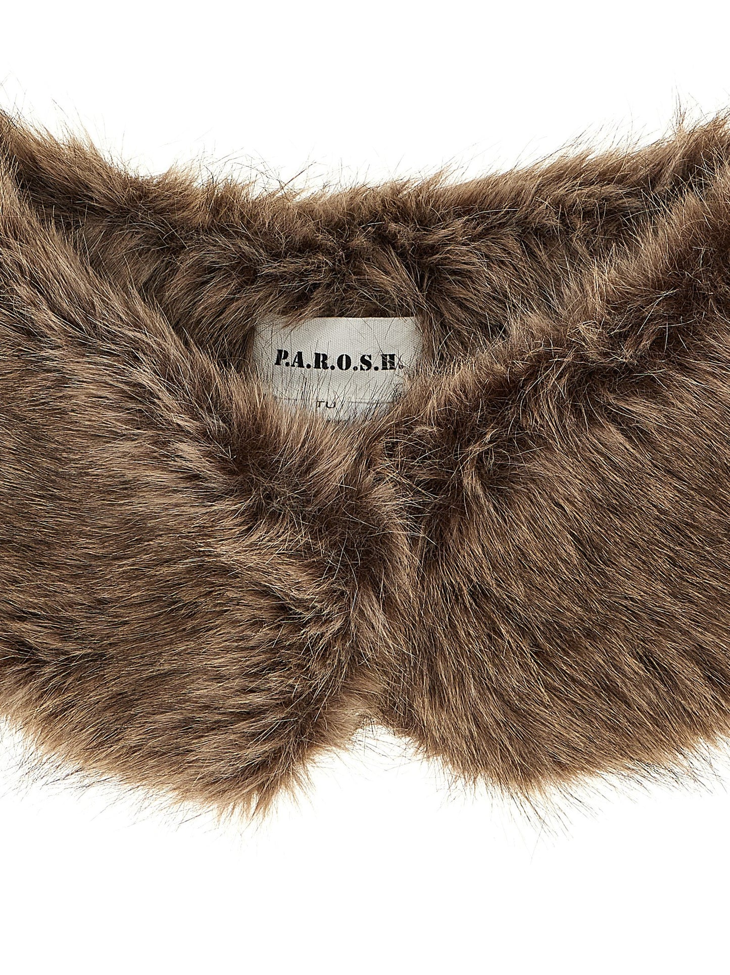 P.A.R.O.S.H. Polyester Faux Fur Scarf - Brown