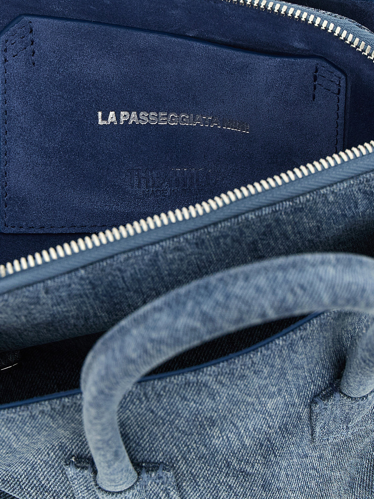 The Attico La Passeggiata Denim Cotton Mini Handbag - Blue Indigo Silver